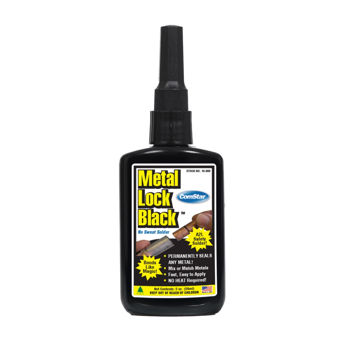 Metal Lock Black, A2L Safety No Heat Solder for All Metals, 2 Ounces